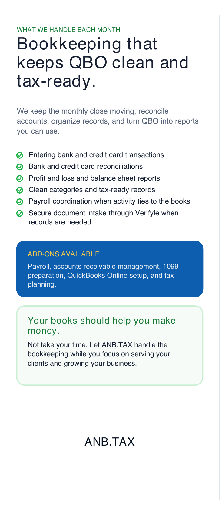 Inside left panel of ANB.TAX QuickBooks Online brochure